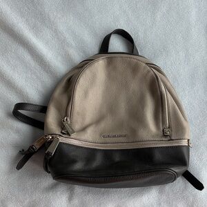 Michael Kors Two-Tone Pebbled Leather Backpack in Black and Grey